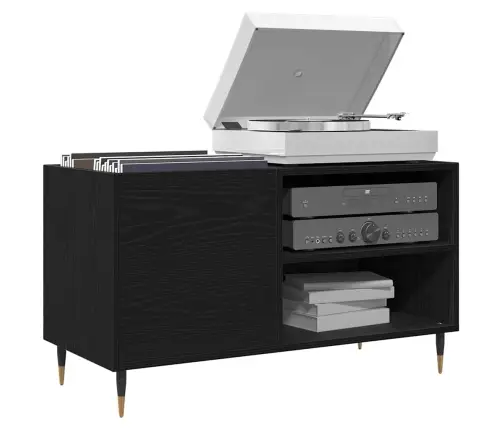 Plokštelių Spintelė Su Lentyna Juodas Ąžuolas 85 X 38 X 48 Cm