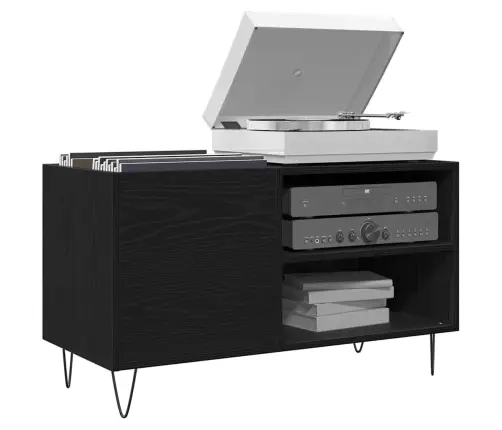 Ierakstu Skapītis Melnā Ozolkoka Krāsā 84,5X38X48 Cm Inženierijas Koks Vidaxl