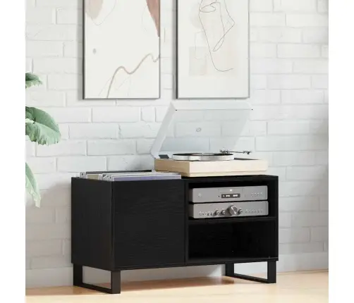 Ierakstu Skapis, Melnā Ozola Krāsā, Izmērs 84,5X38X48 Cm, Inženierijas Koks Vidaxl