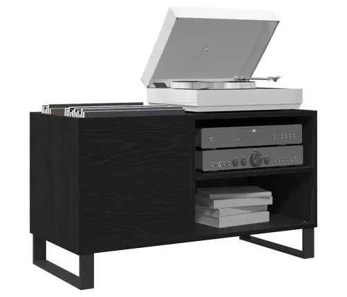 Ierakstu Skapis, Melnā Ozola Krāsā, Izmērs 84,5X38X48 Cm, Inženierijas Koks Vidaxl