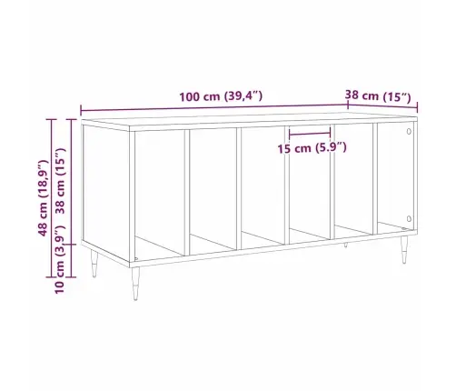 Ierakstu Skapis Amatnieka Ozola 100X38X48 Cm Inženierijas Koks Vidaxl