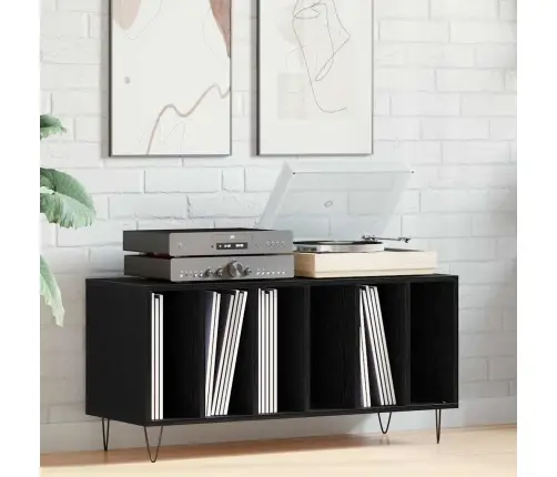 Plokštelių Spintelė Su Lentyna Juodas Ąžuolas 100 X 38 X 48 Cm