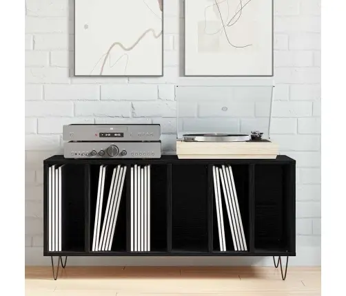 Plokštelių Spintelė Su Lentyna Juodas Ąžuolas 100 X 38 X 48 Cm