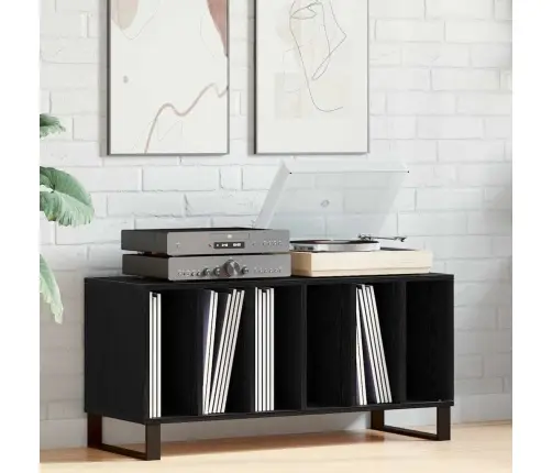 Ierakstu Skapītis Melns Ozols 100X38X48 Cm Inženierijas Koks Vidaxl