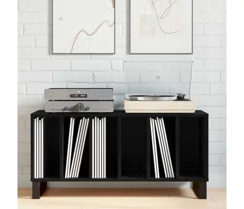 Ierakstu Skapītis Melns Ozols 100X38X48 Cm Inženierijas Koks Vidaxl