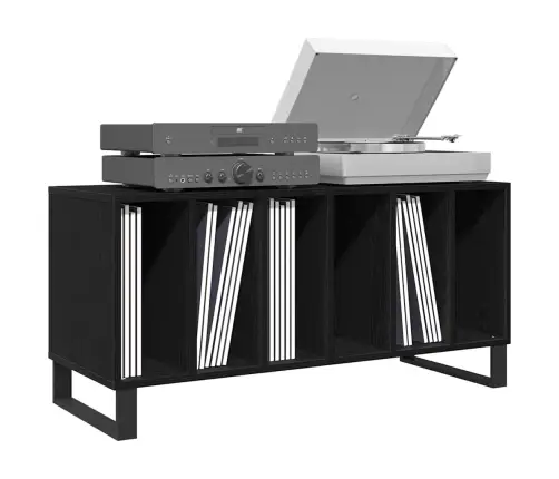 Ierakstu Skapītis Melns Ozols 100X38X48 Cm Inženierijas Koks Vidaxl