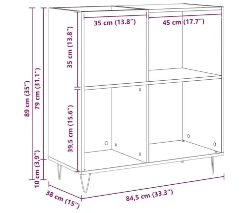 Plaadikapp Riiuliga Vana Puit 85 X 38 X 89 Cm Tehispuit