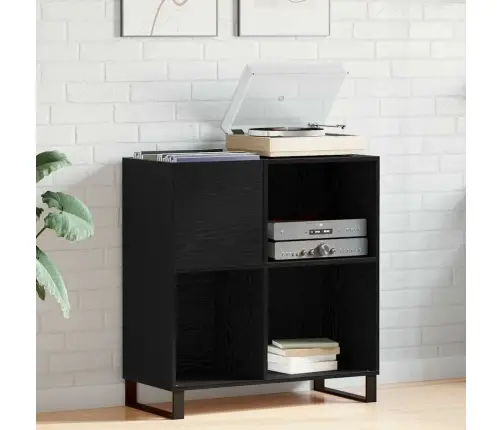 Rekordu Skapis Melnais Ozols 84.5X38X90 Cm Inženierijas Koks Vidaxl