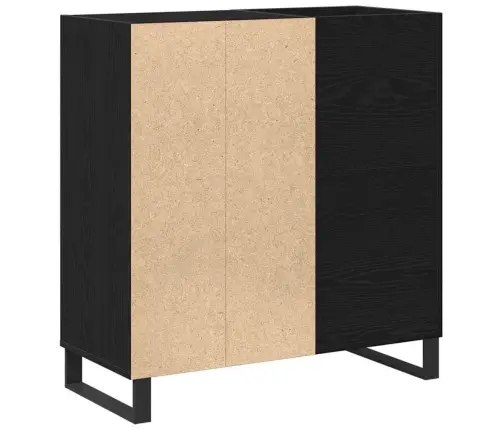 Rekordu Skapis Melnais Ozols 84.5X38X90 Cm Inženierijas Koks Vidaxl