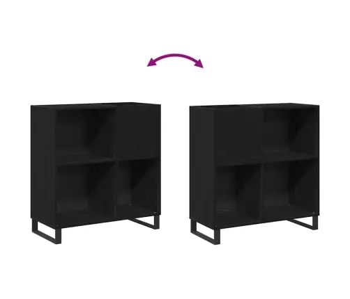 Rekordu Skapis Melnais Ozols 84.5X38X90 Cm Inženierijas Koks Vidaxl