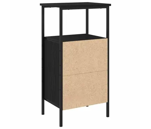 Šalia Lovos Spintelė 2 Pcs Juoda Ąžuolo 41 X 31 X 80 Cm