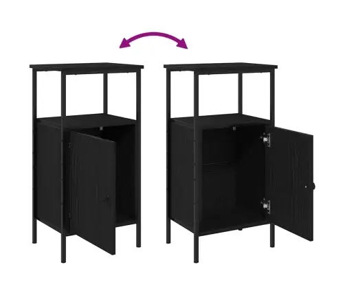 Šalia Lovos Spintelė 2 Pcs Juoda Ąžuolo 41 X 31 X 80 Cm