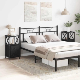 Naktsgaldiņš Ar Atvilktni 2 Pcs Melns Ozols 34 X 35.5 X 70 Cm Vidaxl