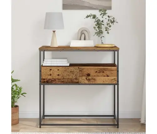 Konsoollaud Vana Puit 75 X 40 X 75 Cm Töödeldud Puit Ja Metall