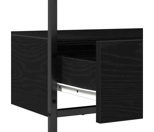 Konsoles Galds Melns Ozols 75X40X75 Cm Inženierijas Koks Un Tērauds Vidaxl