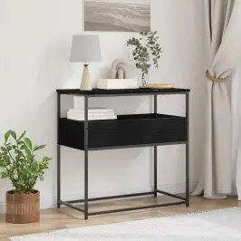 Konsoles Galds Ar Atvilktni Melns Ozols 75 X 40 X 75 Cm Vidaxl