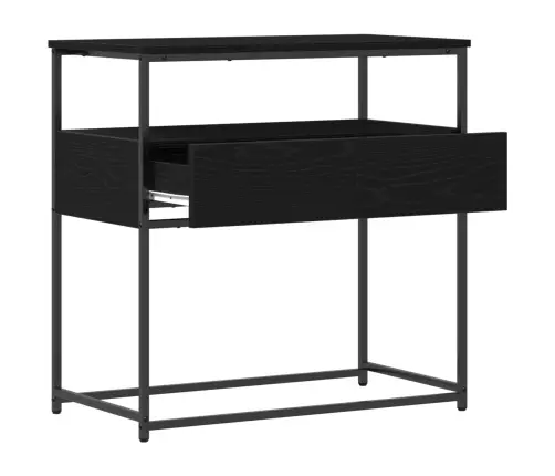 Konsoles Galds Melns Ozols 75X40X75 Cm Inženierijas Koks Un Tērauds Vidaxl