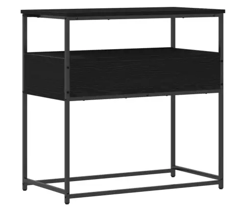 Konsoles Galds Melns Ozols 75X40X75 Cm Inženierijas Koks Un Tērauds Vidaxl