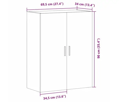 Prikabinama Spinta Juoda Ąžuolo 69.5 X 34 X 90 Cm