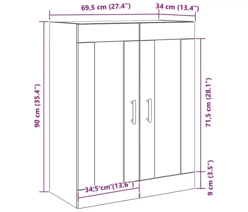 Prikabinama Spinta Juoda Ąžuolo 69.5 X 34 X 90 Cm