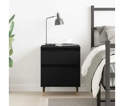 Naktsgaldiņš Melns Ozols 40X35X50 Cm Inženierijas Koks Vidaxl