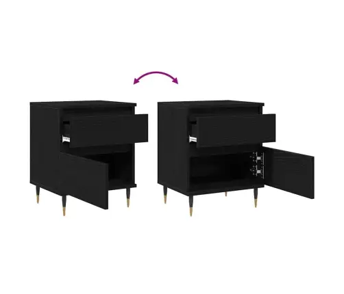 Naktsgaldiņš Melns Ozols 40X35X50 Cm Inženierijas Koks Vidaxl