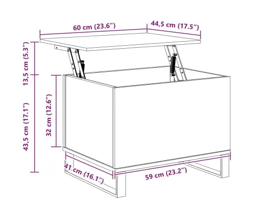 Kohvilaud Must Tamm 60 X 44,5 X 45 Cm