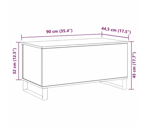 Kohvilaud Must Tamm 90 X 44.5 X 45 Cm Tehispuit