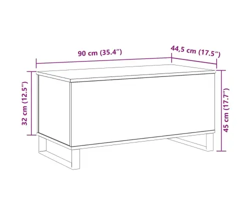 Kafijas Galds Melna Ozola 90X44.5X45 Cm Inženierijas Koks Vidaxl