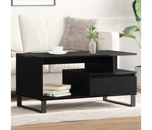 Kafijas Galdiņš Melns Ozols 90X49X45 Cm Inženierijas Koks Vidaxl