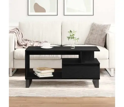 Kafijas Galdiņš Melns Ozols 90X49X45 Cm Inženierijas Koks Vidaxl