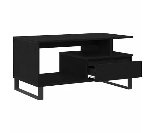 Kafijas Galdiņš Melns Ozols 90X49X45 Cm Inženierijas Koks Vidaxl