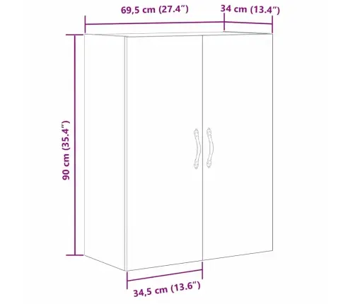 Sienā Montējamais Skapis Melns Ozols 69,5X34X90 Cm Mākslīgā Koka Vidaxl