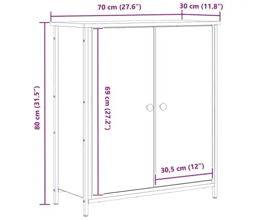 Kõide Must Tamm 70 X 30 X 80 Cm Tehispuit