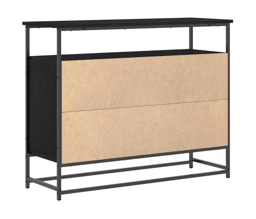 Bufete Melna Ozola 100X35X80 Cm Inženierijas Koks Un Tērauds Vidaxl