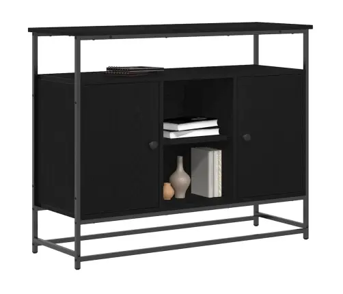 Bufete Melna Ozola 100X35X80 Cm Inženierijas Koks Un Tērauds Vidaxl