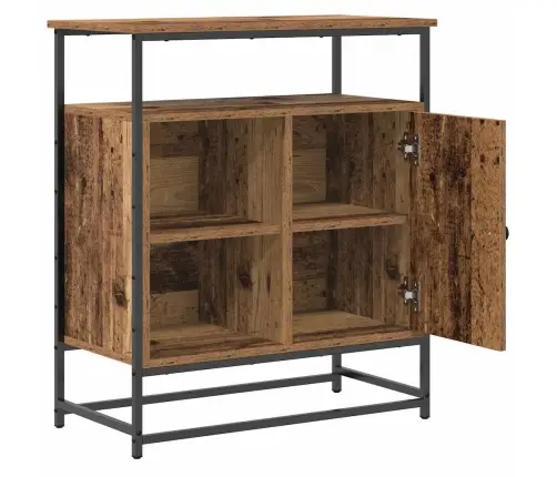Sānu Skapītis Vecs Koks 69X35X80 Cm Inženierijas Koks Un Tērauds Vidaxl