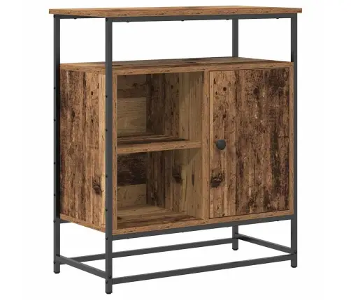 Sānu Skapītis Vecs Koks 69X35X80 Cm Inženierijas Koks Un Tērauds Vidaxl