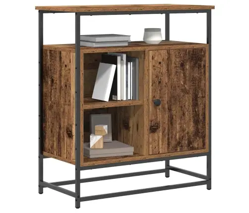 Sānu Skapītis Vecs Koks 69X35X80 Cm Inženierijas Koks Un Tērauds Vidaxl