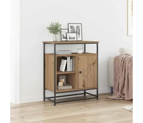 Sānu Galds Artisan Oak 69X35X80 Cm Inženierijas Koks Un Tērauds Vidaxl