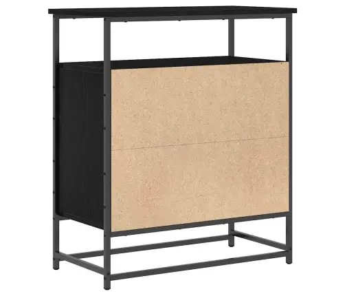 Bufete Melns Ozols 69X35X80 Cm Inženierijas Koks Un Tērauds Vidaxl