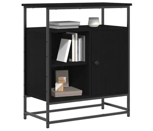 Bufete Melns Ozols 69X35X80 Cm Inženierijas Koks Un Tērauds Vidaxl