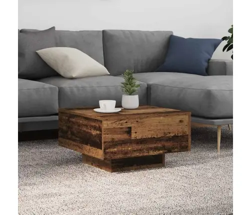 Kafijas Galdiņš Ar Led Gaismām Vēsturisks Koks 55X55X31 Cm Vidaxl