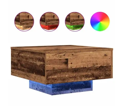 Kafijas Galdiņš Ar Led Gaismām Vēsturisks Koks 55X55X31 Cm Vidaxl