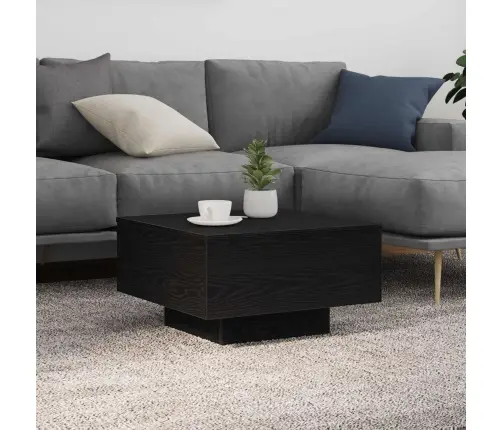 Kafijas Galds Ar Led Gaismām Melns Ozols 55X55X31 Cm Vidaxl