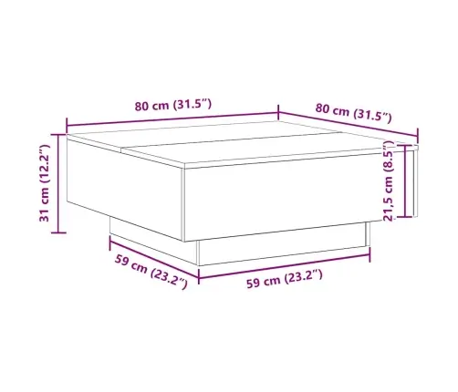 Kafijas Galdiņš No Veca Koka 80X80X31 Cm, Inženieru Koks Vidaxl