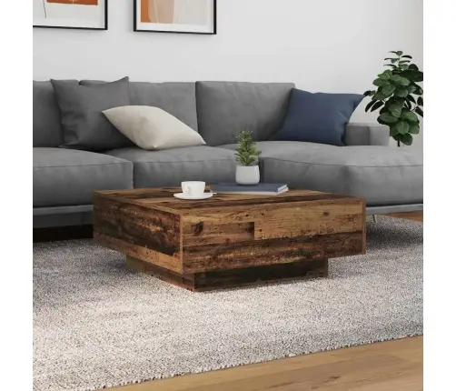 Kafijas Galds Ar Led Gaismām Vecs Koks 80X80X31 Cm Vidaxl