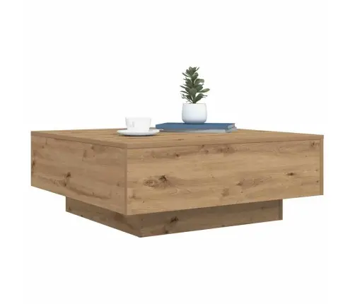 Kafijas Galdiņš Ar Led Apgaismojumu Artisānam Ozolam 80X80X31 Cm Vidaxl