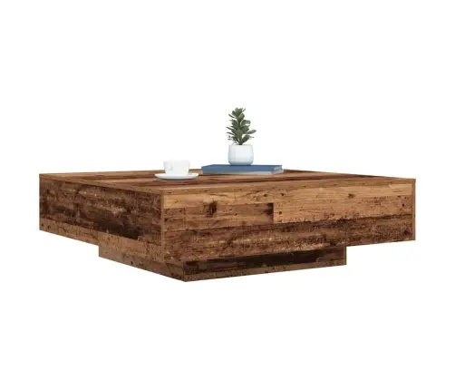 Kafijas Galdiņš Ar Led Gaismām, Vecs Koks 100X100X31 Cm Vidaxl