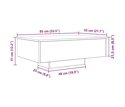 Kafijas Galdiņš Ar Led Gaismām Artisan Ozols 85X55X31 Cm Vidaxl Kafijas Galdiņš Ar Led Gaismām Artisan Ozols 85X55X31 Cm Vidaxl